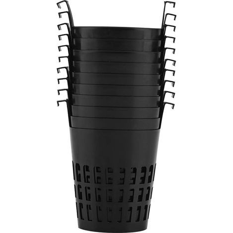 Paquet de 10 Tasses en Filet de Jardin en Filet, Panier de Plantation en Plastique avec Crochet pour Culture hydroponique, aéroponie, orchidées (Noir) (1/5)