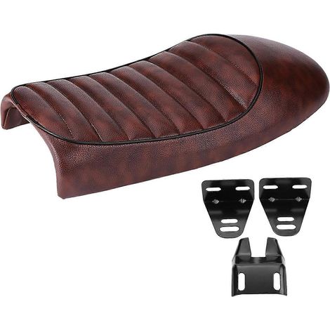 Selle plate en cuir PU style café racer vintage pour moto Honda CG125 GN CG CB400SS (1/4)