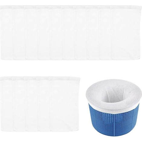 Calcetines Skimmer Piscina, 15 Piezas, Cesta Ajustable, Universal Filtro Skimmer de Nailon Reutilizable, para Atrapan Hojas, Cabello, Hierba, Agujas (Blanco) (1/5)
