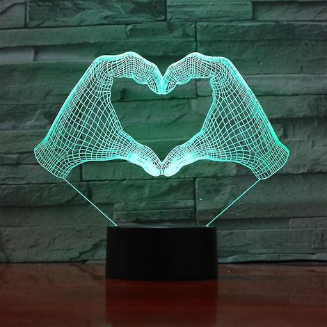 Lampe de chevet LED 3D « Je t’aime » avec gestes des mains