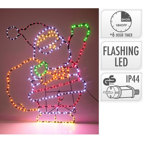 Figura led decorativa papá noel, multicolor, uso exterior, 335 leds, 59 x 70 cm