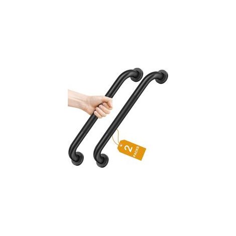 Barre d'Appui en Acier Inoxydable pour Salle de Bain, Poignée Antidérapante Moletée, 2 Pièces, 40cm/41cm pour Sécurité Aînés et Enfants