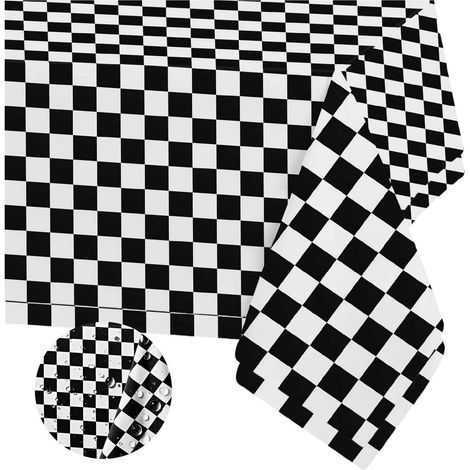 2x Tischdecke Schwarz Weiß kariert 137x274cm Einweg Wasserdicht für Party