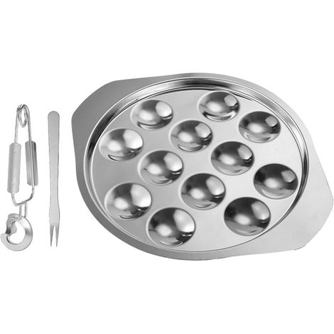 1 Plateau Escargots Acier Inoxydable Empilable 12 Alvéoles Poignées Ergonomiques Cuisine Restaurant (1/5)