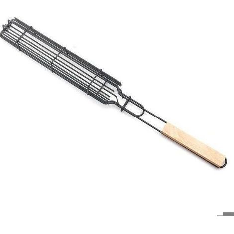 Panier à griller antiadhésif pour brochettes individuelles, brochettes, grille carrée avec poignée en bois pour barbecue (1/3)