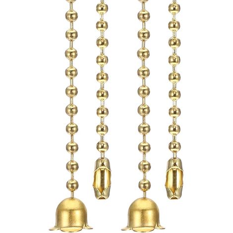 1M 3.3ft Chaîne de Traction pour Ventilateur de Plafond Pendentifs de Chaîne de Traction Perlée pour Lustre Luminaire Interrupteur de Tirage Ton Or (1/5)