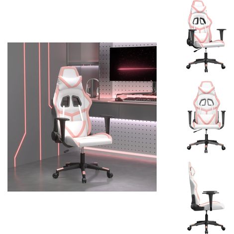 Gaming-Stuhl mit Massagefunktion Weiß und Rosa Kunstleder - Gaming Stuhl - Gamer Chair - PC Stuhl - Schreibtischstuhl - Ergonomischer Stuhl (1/5)