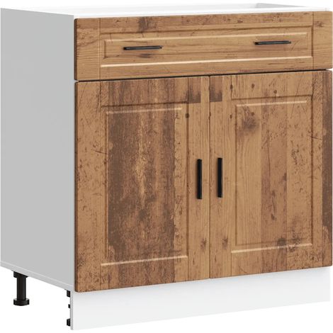 Mueble de cocina Porto con puertas prácticas 80 x 46 x 81,5 cm estilo moderno almacenamiento en madera de ingeniería acabado en madera envejecida 020050290 (1/5)