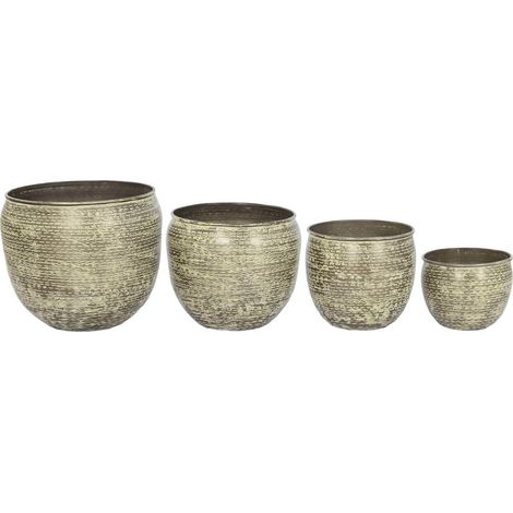 Cache-pot en aluminium vert élégant pour plantes - Vert patiné (1/4)