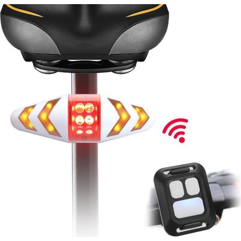 Feu arrière vélo LED avec télécommande sans fil étanche - Blanc (1/4)