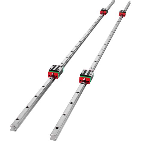 VEVOR 2 PCS Carril Lineal 1500 mm Cuadrado Carriles de Deslizamiento Lineal 4 Bloques Acero Inoxidable Alta Dureza Riel Deslizante Lineal para Máquinas de Soldadura Láser, Torno, Molino, Dobladora