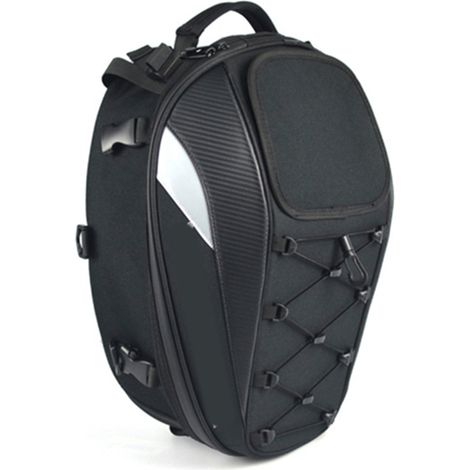 Sac de selle moto étanche 29x30x43cm tissu Oxford motif carbone polyvalent robuste (1/5)