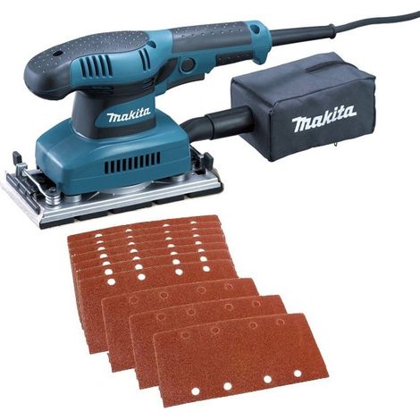 Makita BO3710 1/3 Sheet Orbital Sander 240V + Punch Plate + Dust Bag + 10 Sheets (1/5)