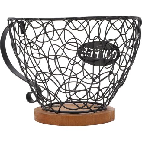 Frosted Wire Coffee Pod Holder Organizer with Wooden Base Storage Basket for Kitchen Countertop, Holds 35 Capsules (1/5)
