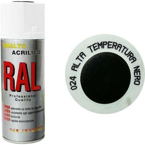Bomboletta Spray Alta Temperatura Nero 600° Rapida Essiccazione Marmitte Caldaie