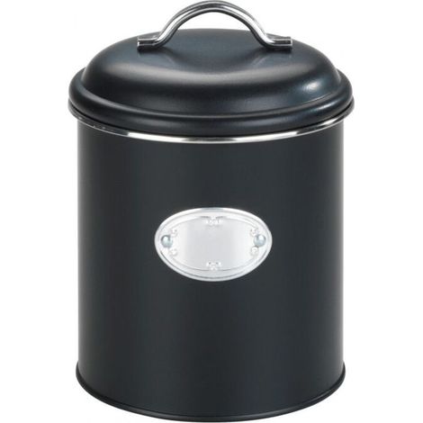Récipient de stockage alimentaire 1,6 l – Métal vernis noir – Couvercle hermétique avec anneau silicone – Dimensions 13x18 cm