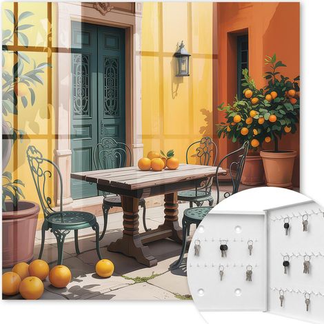 Armoire à clés - (30 cm x 30 cm) - Boîte à clés murale - Coffret de rangement pour clés - Couleur blanche - Ouverture vers la droite - Pour maison et bureau - Terrasse ensoleillée (1/5)
