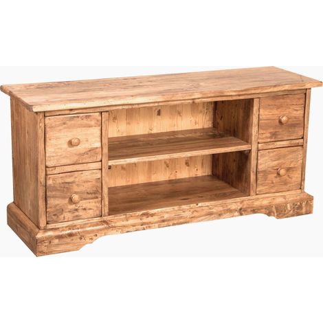 Mobile tv rustico 129x60x40 cm Made in Italy Mobili porta tv legno massello di tiglio Mobile tv soggiorno Mobili tv (1/5)