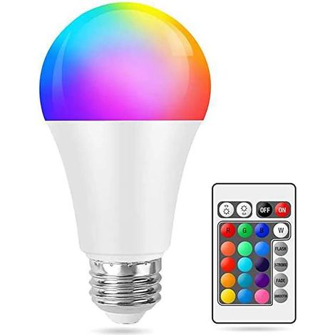 Ampoule LED RGB, lampe colorée changeante, avec télécommande IR, E27, RGBWW,10W, 220V (1/5)