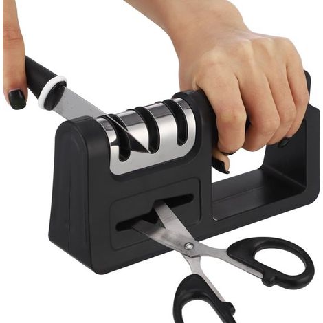 Afilador de cuchillos de cocina 4 en 1，afilador de cuchillos de 3 etapas con ranura para tijeras (1/5)