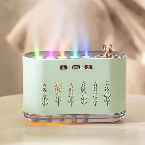 Umidificatore con 5 bocchette e nebulizzazione fredda,diffusore di oli essenziali da 700 ml,spegnimento automatico,ufficio domestico (verde) (1/5)
