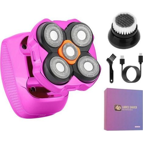 Épilateur électrique pour femme,4 têtes rechargeables,Épilateur 360 degrés, câble de chargement USB,Tondeuse étanche pour femme (1/4)