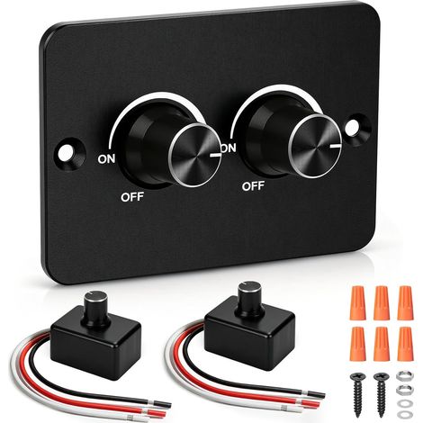 Variateur LED PWM DC12V double interrupteur rotatif, réglable pour lampe et bande lumineuse adapté camping-car bateau et décoration intérieure.
