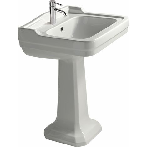 Lavabo Ethos sospeso/su colonna cm. 60x51 tre fori bianco lucido