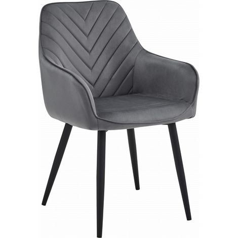 Sedia Nana in Velluto Grigio Scuro con Gambe Nere (1/5)