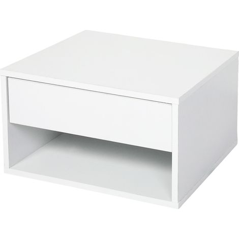 Levede Bedside Table Floating Set of 2 Wall Mounted Drawer Open Shelf White