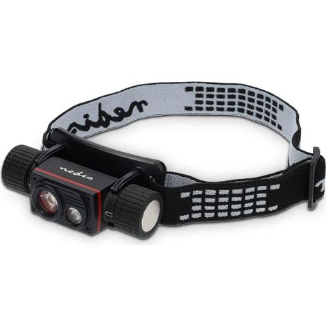 Nedis LED stirnlampe / Batteriebetrieben / Stromversorgung über USB / 3.7 V DC / Wiederaufladbar / Nennlichtstrom: 1000 lm / Lichtbereich: 180 m