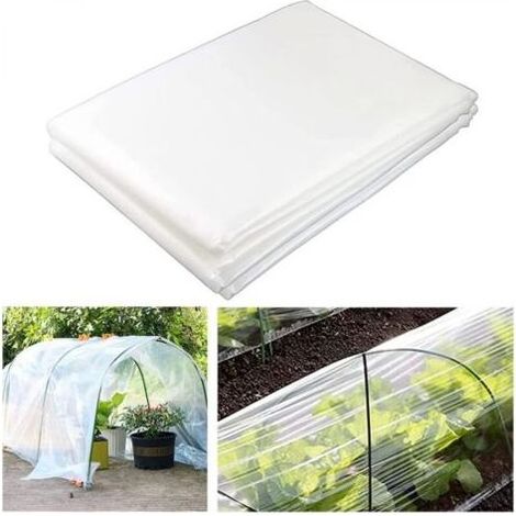 1 pièce de bâche de serre en polyéthylène blanc (2x3m), film de bâche en plastique transparent extra épais pour la protection des serres de plantes de jardin (1/5)