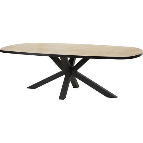 CEDRA - Table Repas Ovale 200cm Aspect Bois Piètement Métal (1/5)