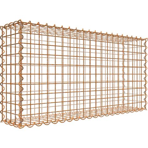 Gabiondeco - Gabion aspect rouille 100 cm x 50 cm x 20 cm (L x H x P). taille des mailles 5 x 5 cm. formation de rouille naturelle en cours - Made in Germany (1/3)