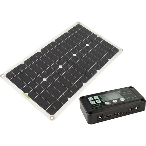 Panneau solaire pour camping-car 250 W, chargeur de batterie monocristallin avec double port USB pour charge automatique et contrôleur 30 A (1/5)