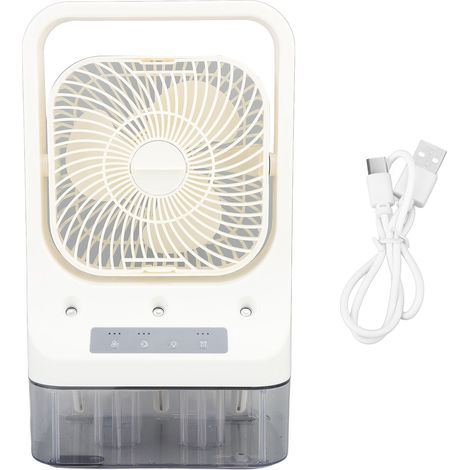 Ventilateur humidificateur portable silencieux à 3 vitesses avec minuterie automatique et brume fraîche par évaporation pour la maison. (1/5)