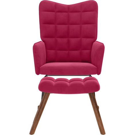 Chaise à bascule,Chaise de relaxation avec repose-pied rouge bordeaux velours CFW67323 (1/5)
