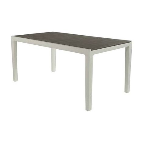 Tavolo da Giardino in Resina Effetto Legno Colore Bianco e Cappuccino 6 Posti Harmony Keter (1/3)