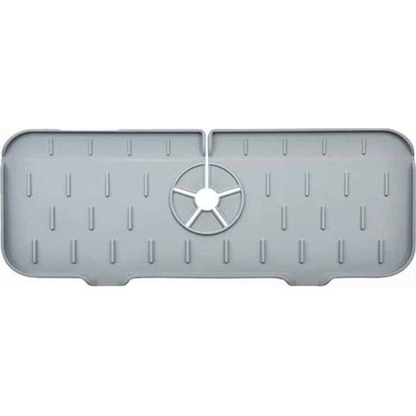 Tapis de Séchage en Silicone pour Évier de Cuisine - Paillasson Anti-Éclaboussures et Protège-Plan de Travail, Gris