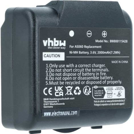 vhbw Akku kompatibel mit IMET M550 Ares, M550S Thor, BE5500, BE3600, M550s Industrie-Funkfernsteuerung Fernbedienung (2000 mAh, 3,6 V, NiMH) - Schwarz