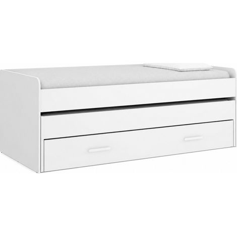 Letto Singolo con Cassetto Inferiore e Letto Estraibile Nit - Bianco (1/5)