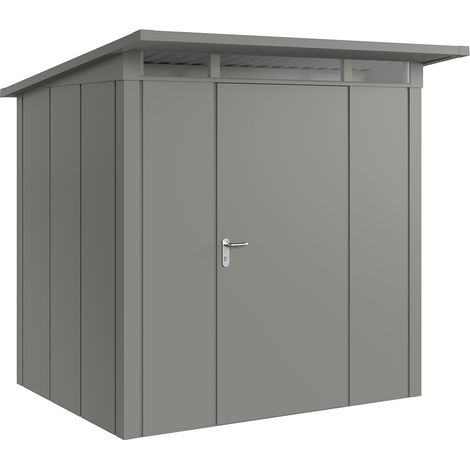 Hörmann Metall-Gerätehaus "Juno" mit Pultdach, JPD4 - Design, 214 x 166 cm (B x T), graualuminium, 1-flüglige Tür, Anschlag rechts (1/5)