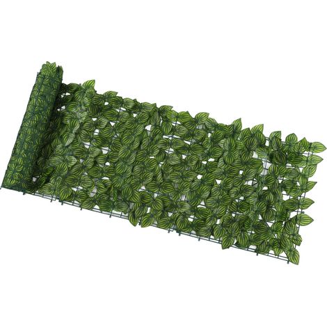 Clôture Artificielle Feuilles de Pastèque Imprimées, Écran de Haie Simulé Anti-Chute pour Balcon et Cour, 0,5x3 Mètres (1/5)