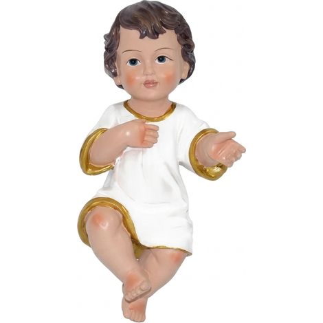Statua Gesù Bambino in Resina Decorata a Mano, Altezza 31 cm (1/3)