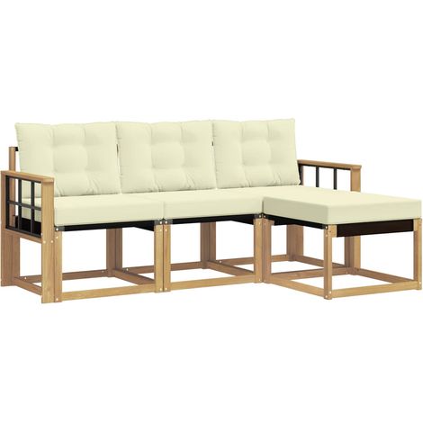 Set di divani da esterno con cuscino 4 pcs Bianco e Crema vidaXL