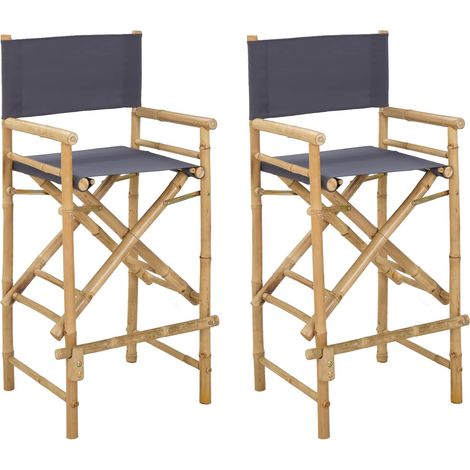 Silla de director plegable 2 pcs Natural Bambú vidaXL