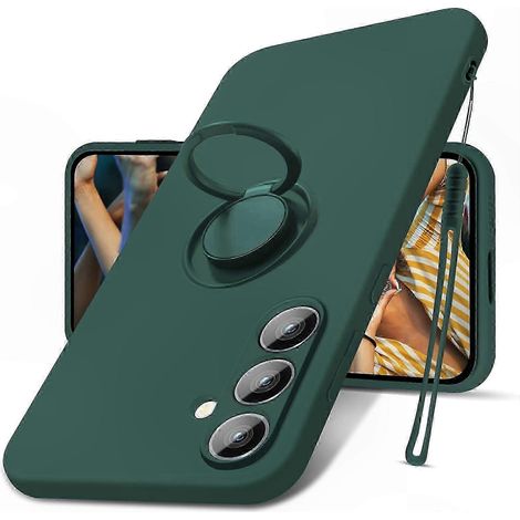 Coque téléphone en silicone liquide pour Galaxy S24, avec dragonne et support intégré, étui souple antidérapant avec béquille, accessoire de protection robuste (1/5)