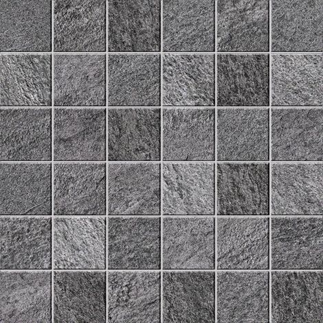 Mosaïque effet Pierre Quartzite Gris Ombre 4,8x4,8 cm Quadra 30x30x0,9 cm Mat Teravio - Sol et mur intérieur (vendu par carton de 0,9 m²) - RO'MA CARRELAGE