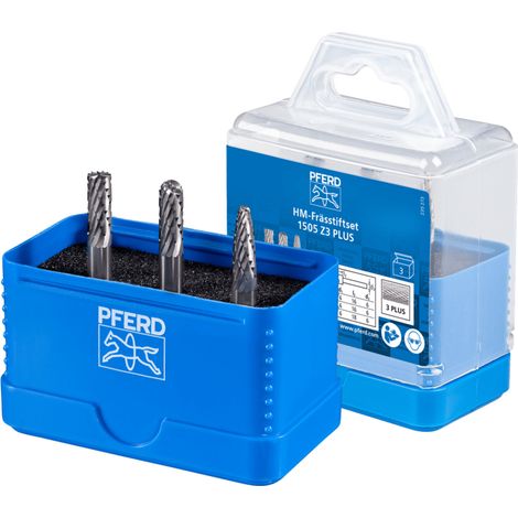 PFERD TOOLS Hartmetall Frässtift Set 1505 Zahnung 3 PLUS 3-tlg. Ø 6mm Schaft-Ø 6mm universal mittel kreuzverzahnt (1/5)