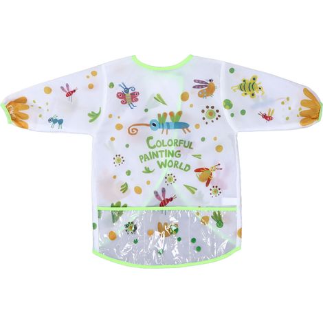Tablier de peinture imperméable pour enfants 3-6 ans, manches longues, blouse artistique réutilisable, protection pour activités créatives (1/5)